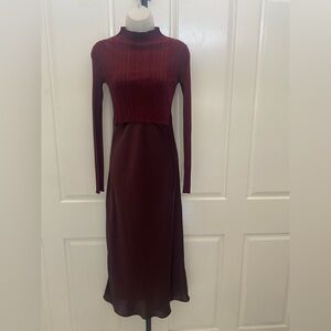 Allsaints Plum Karla Slip Dress w/Sweater Sz S